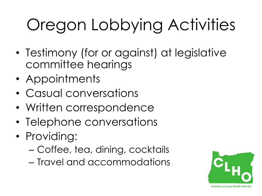 oregon lobbying activities