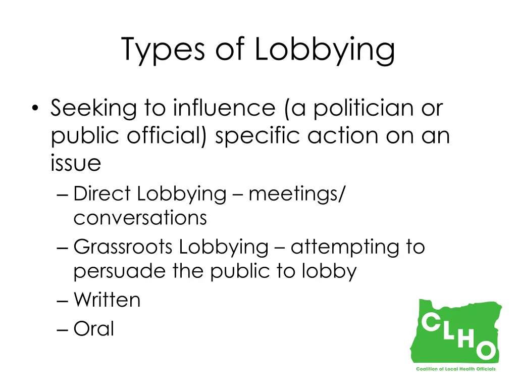 types of lobbying