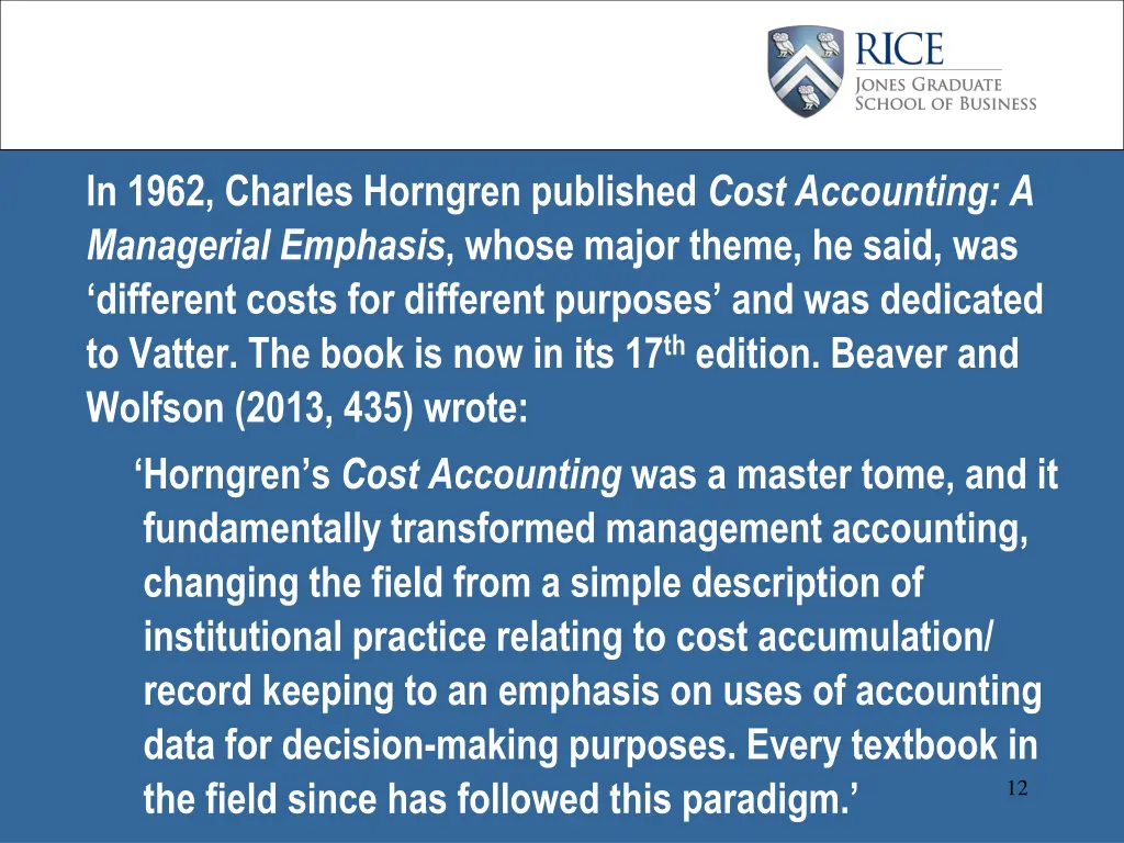 in 1962 charles horngren published cost