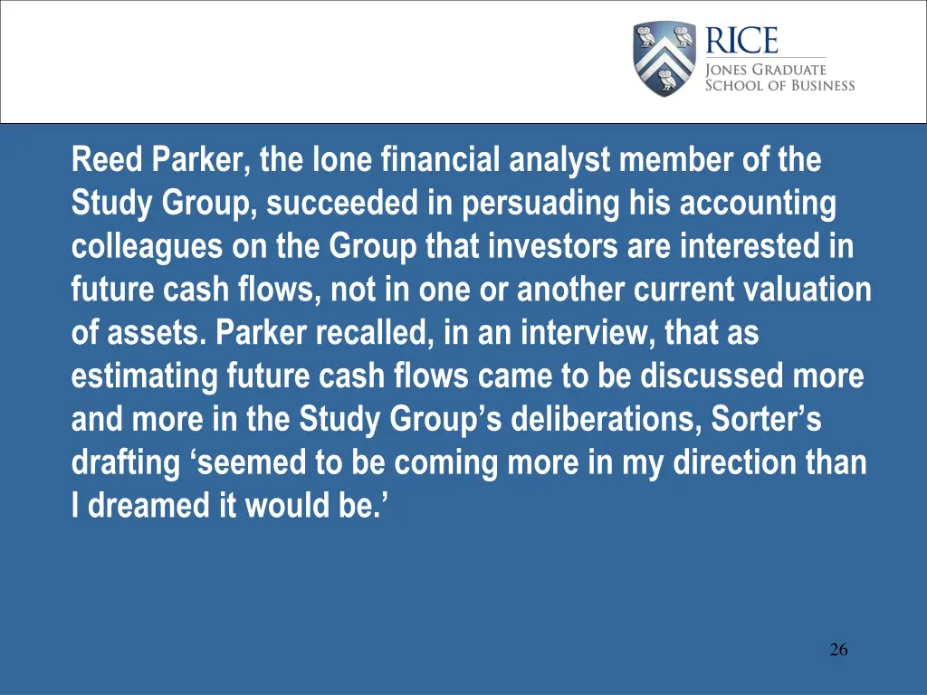 reed parker the lone financial analyst member