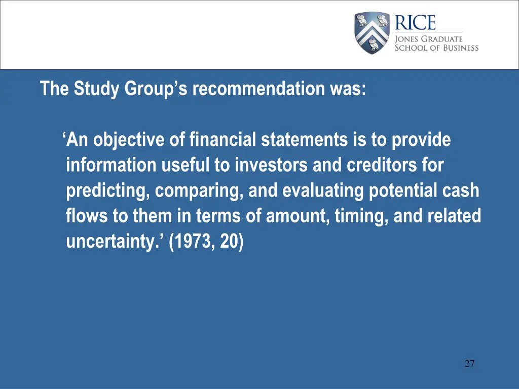 the study group s recommendation was