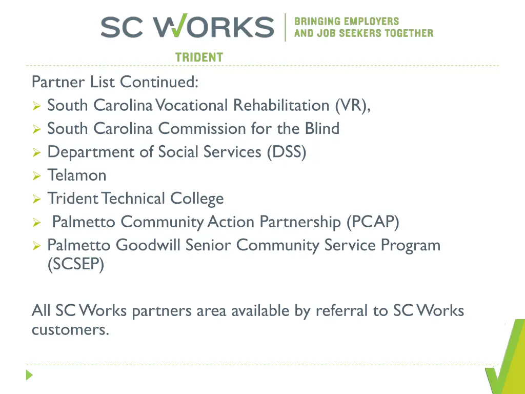 partner list continued south carolina vocational