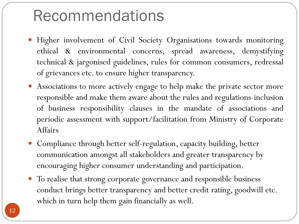 recommendations 1