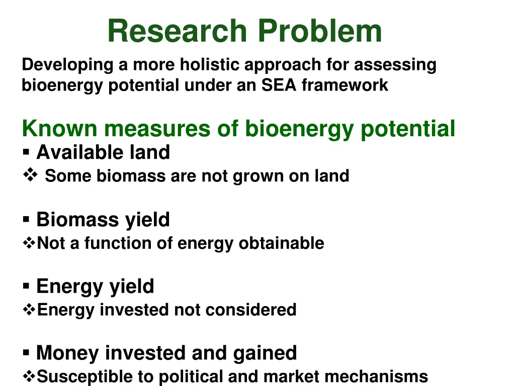 research problem developing a more holistic