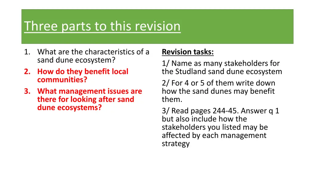 three parts to this revision 1