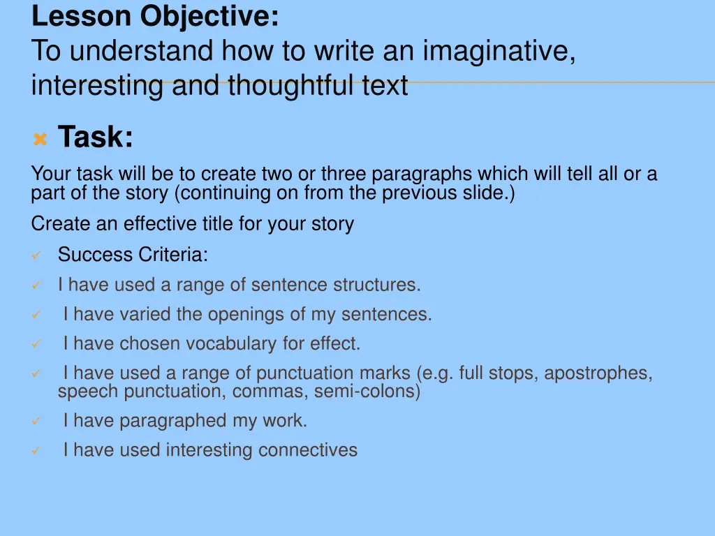 lesson objective to understand how to write