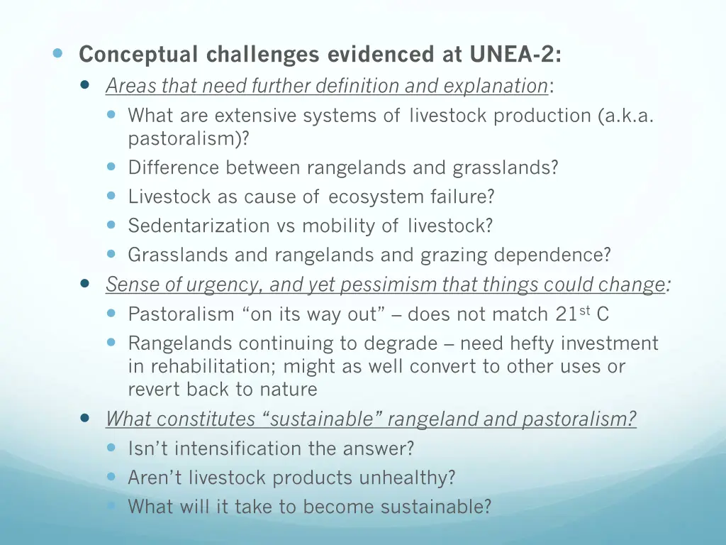 conceptual challenges evidenced at unea 2 areas