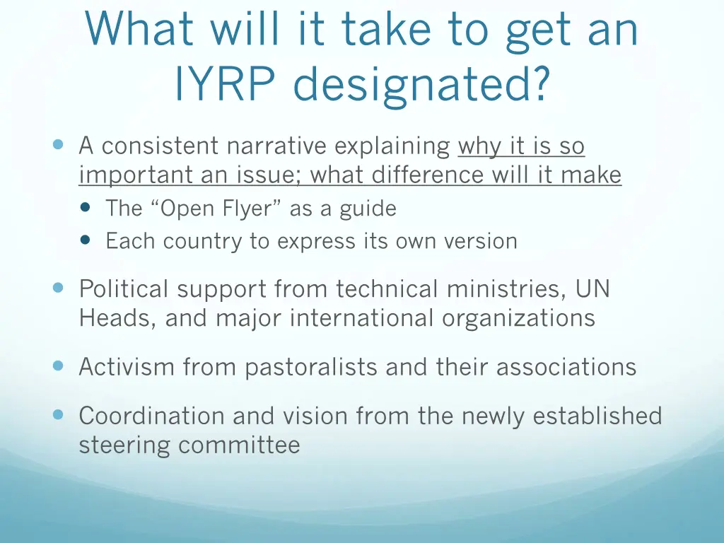 what will it take to get an iyrp designated