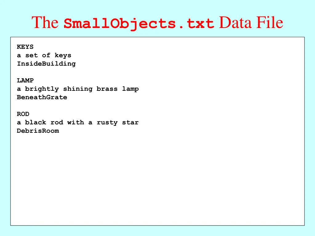 the smallobjects txt data file