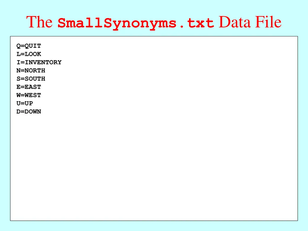 the smallsynonyms txt data file