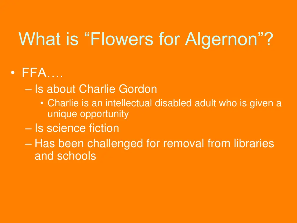 what is flowers for algernon