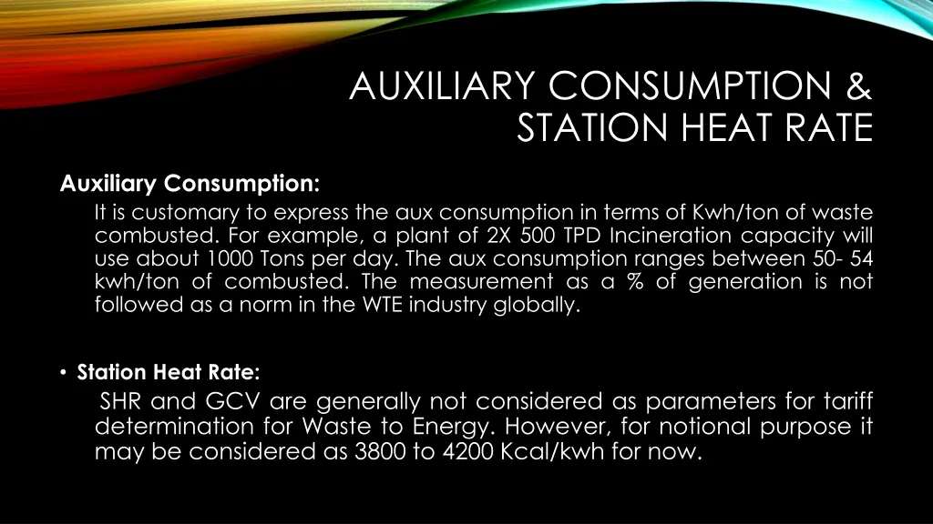 auxiliary consumption station heat rate