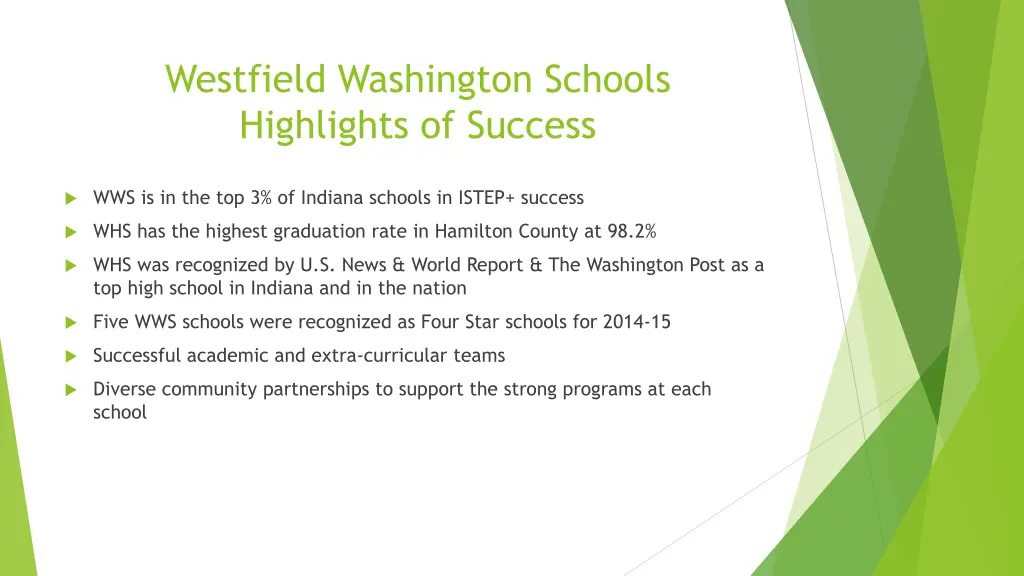 westfield washington schools highlights of success