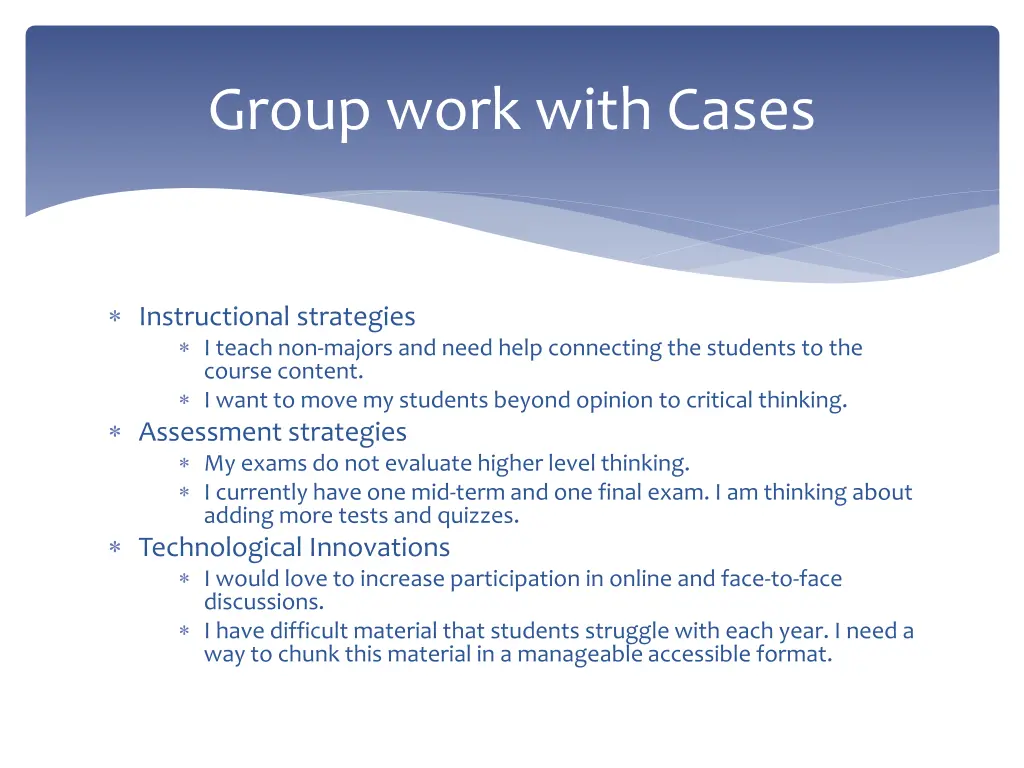 group work with cases