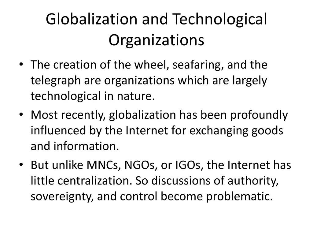 globalization and technological organizations