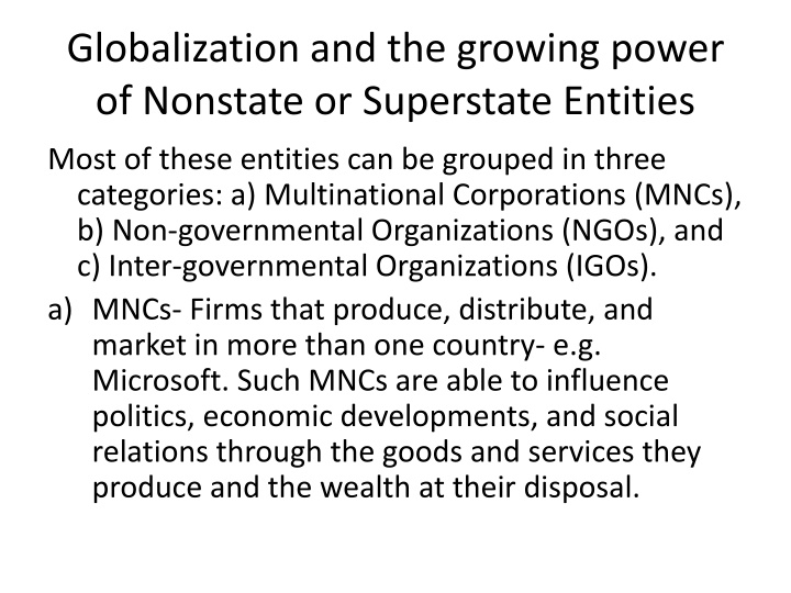 globalization and the growing power of nonstate