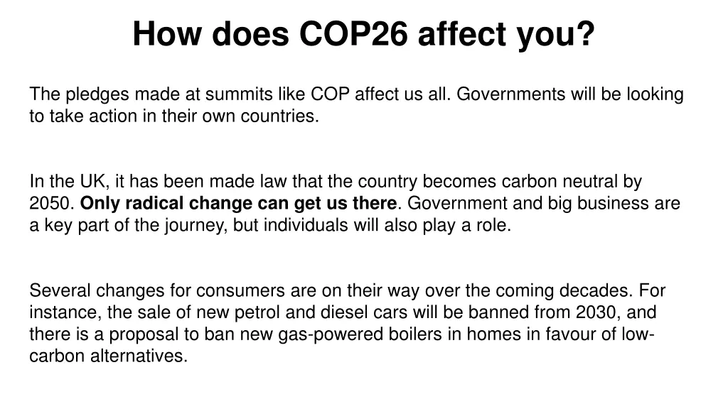 how does cop26 affect you