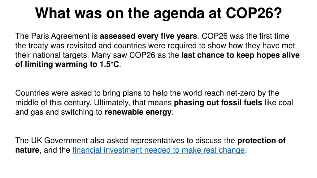 what was on the agenda at cop26