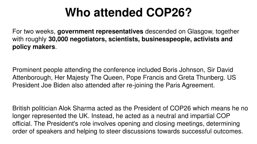 who attended cop26