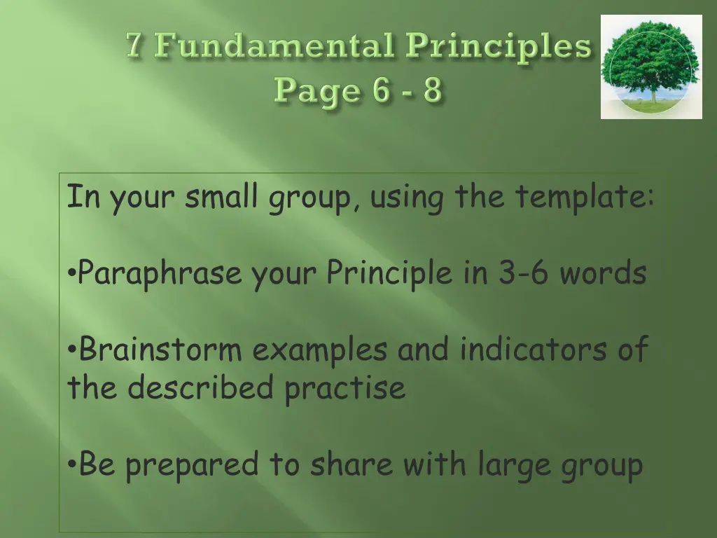 in your small group using the template