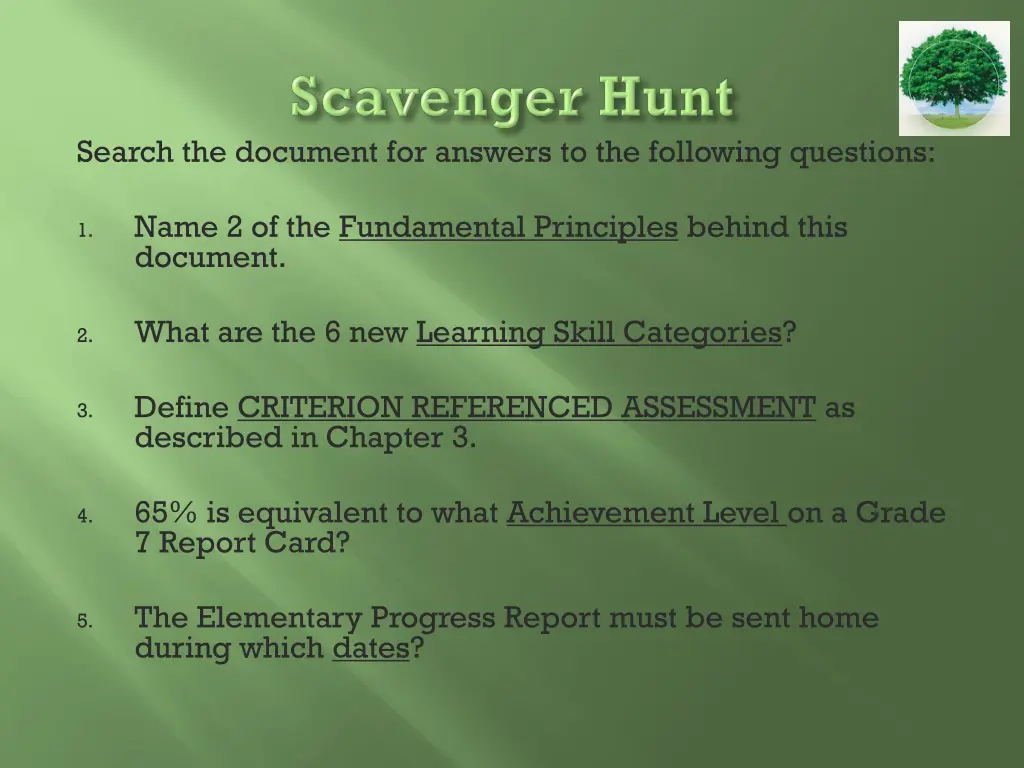 search the document for answers to the following