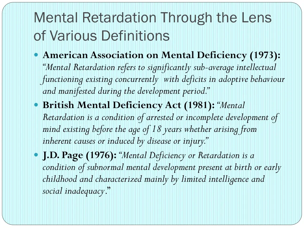 mental retardation through the lens of various