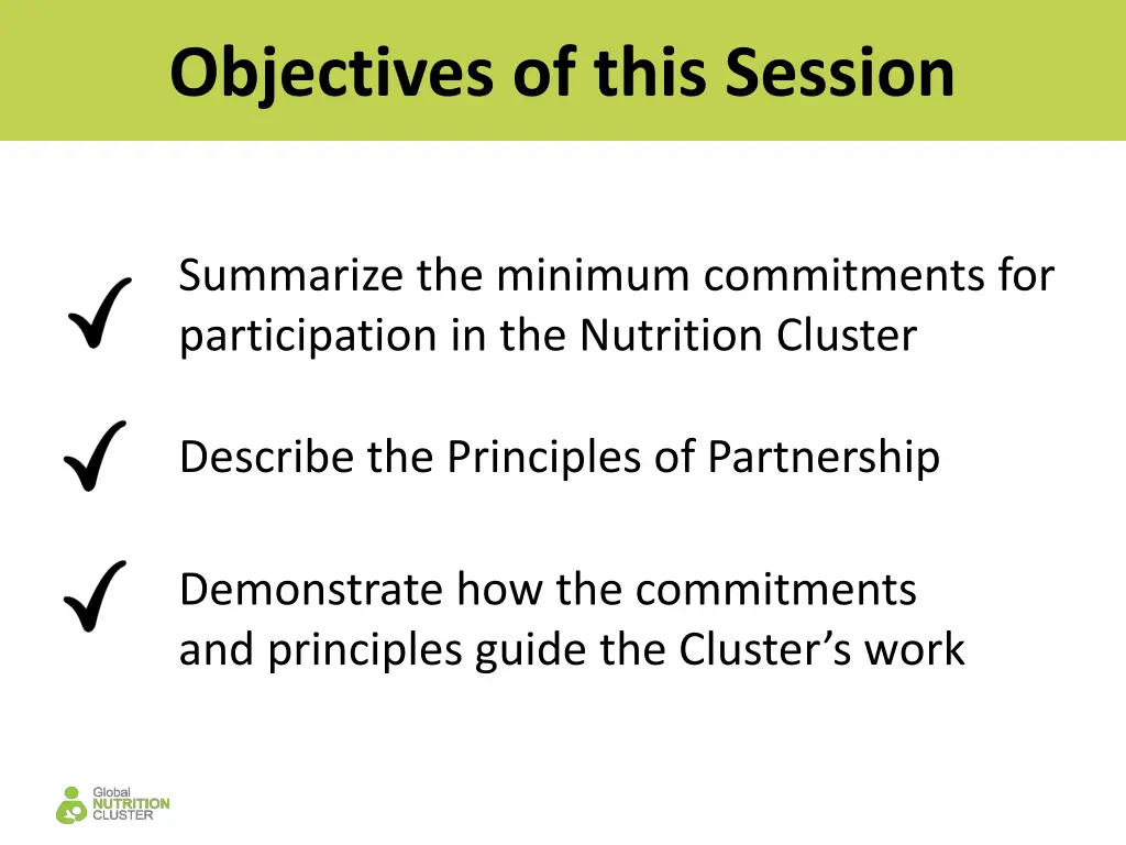 objectives of this session