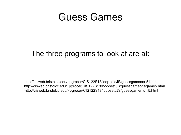 guess games