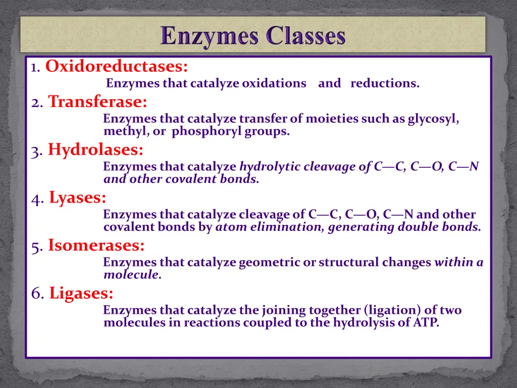 1 oxidoreductases enzymes that catalyze