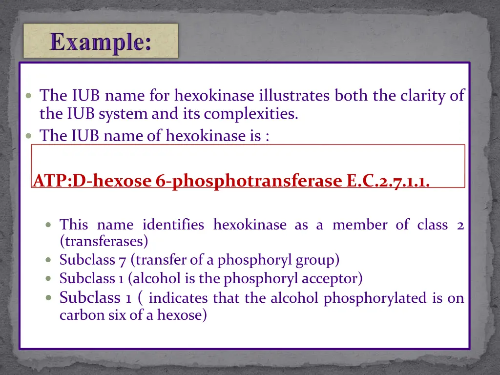 the iub name for hexokinase illustrates both