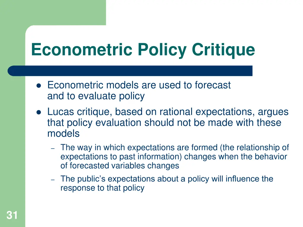 econometric policy critique