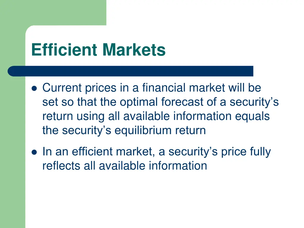 efficient markets