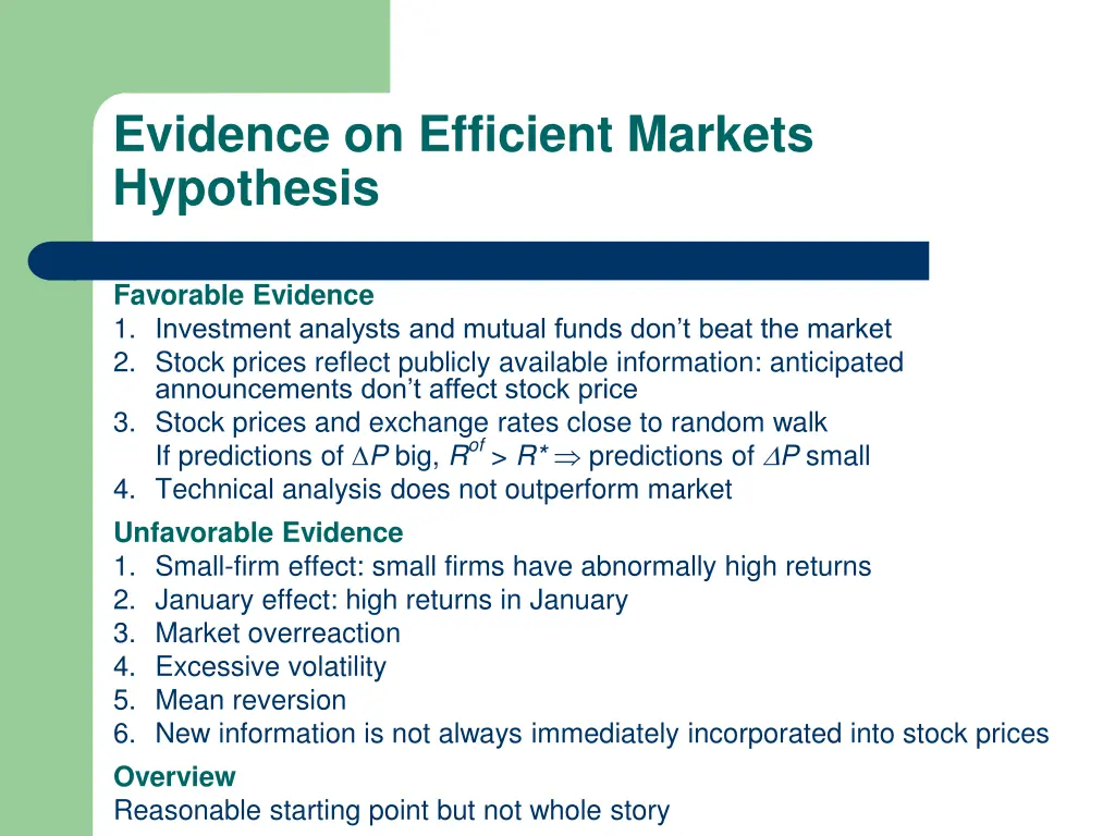 evidence on efficient markets hypothesis