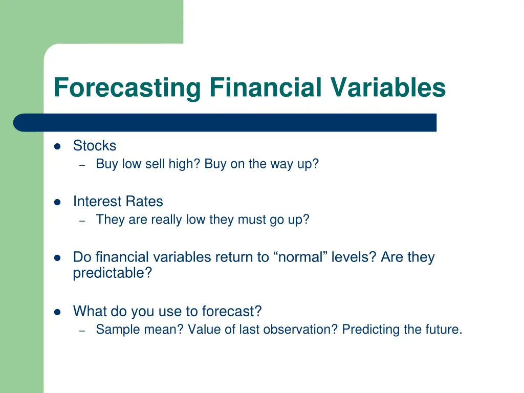 forecasting financial variables