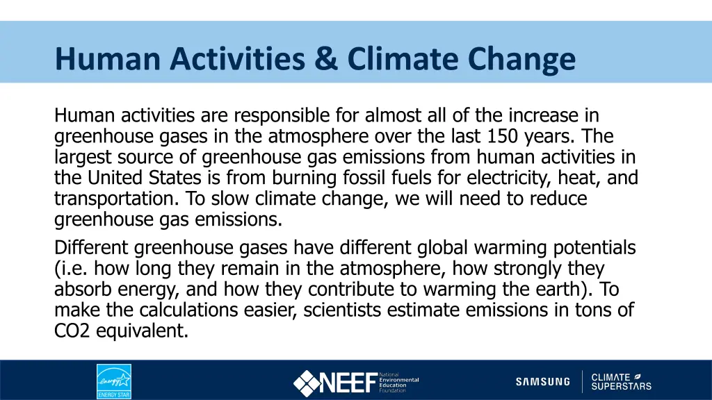 human activities climate change