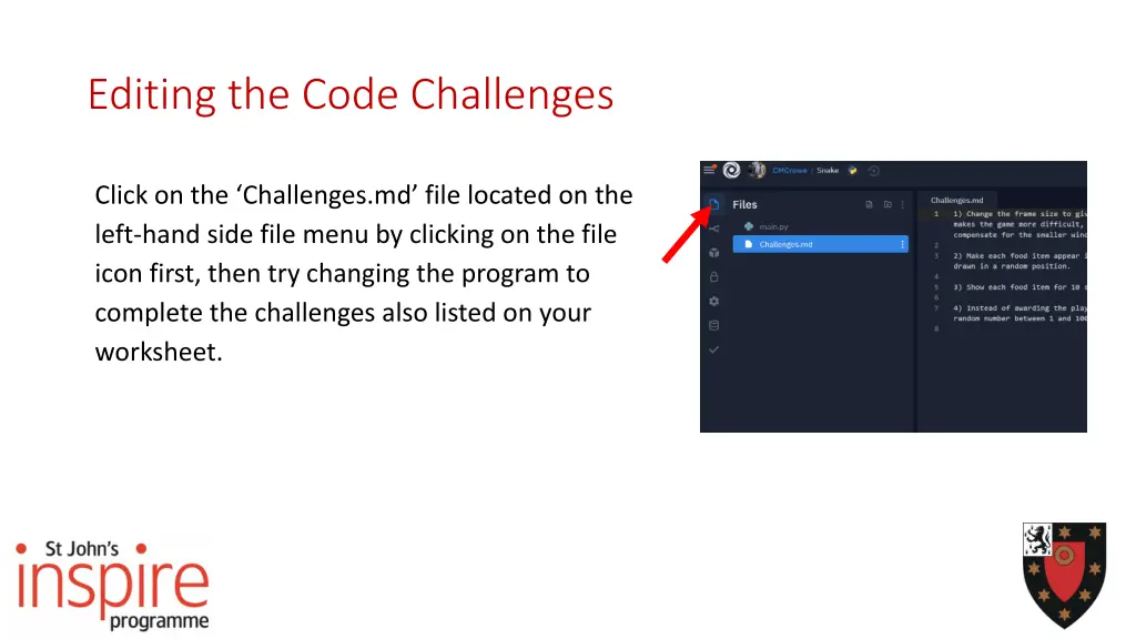 editing the code challenges