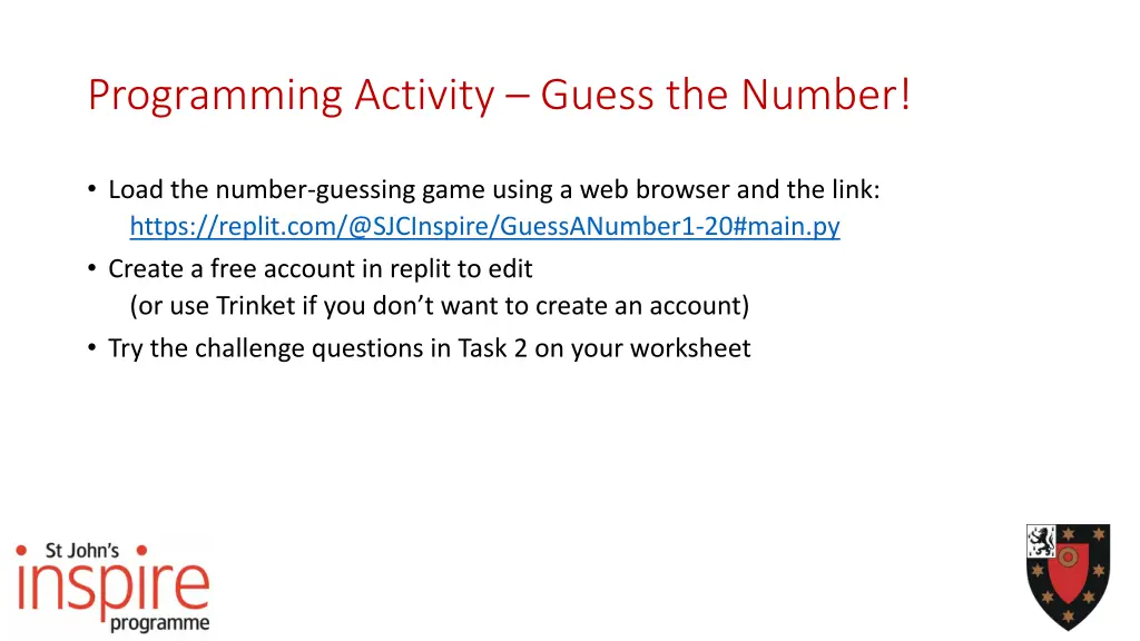 programming activity guess the number