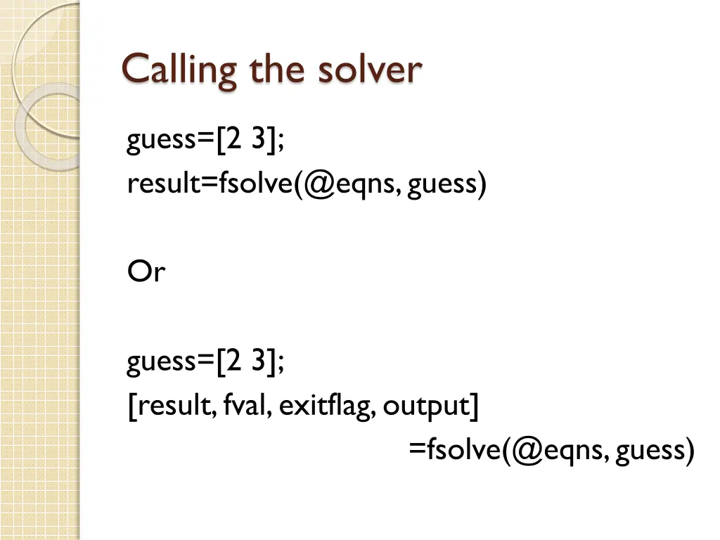 calling the solver