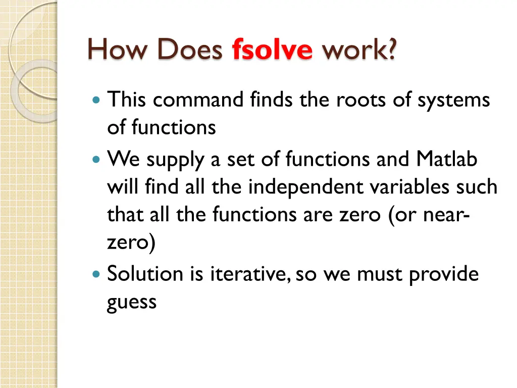 how does fsolve work