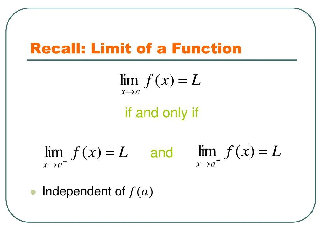 recall limit of a function