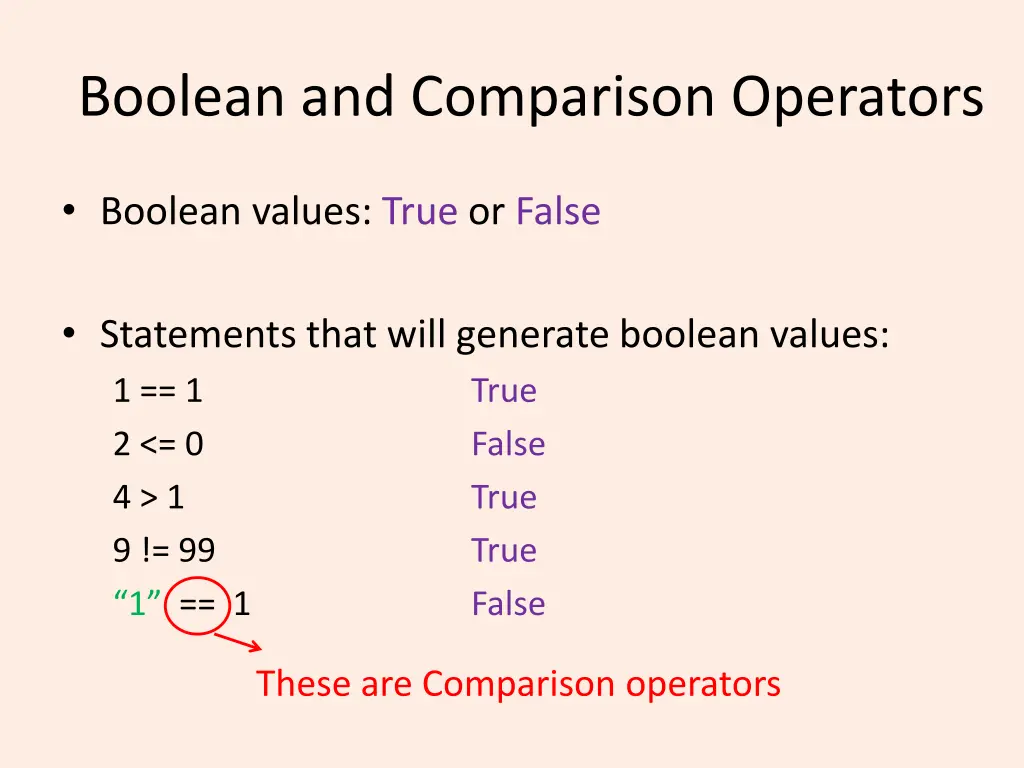 boolean and comparison operators