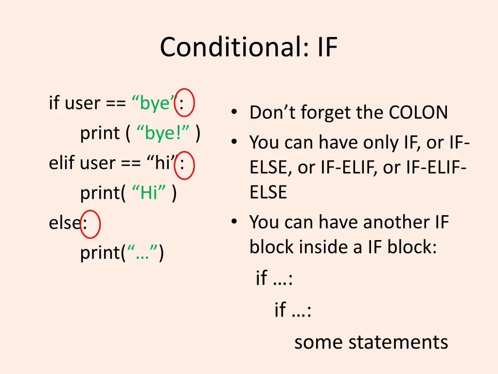 conditional if