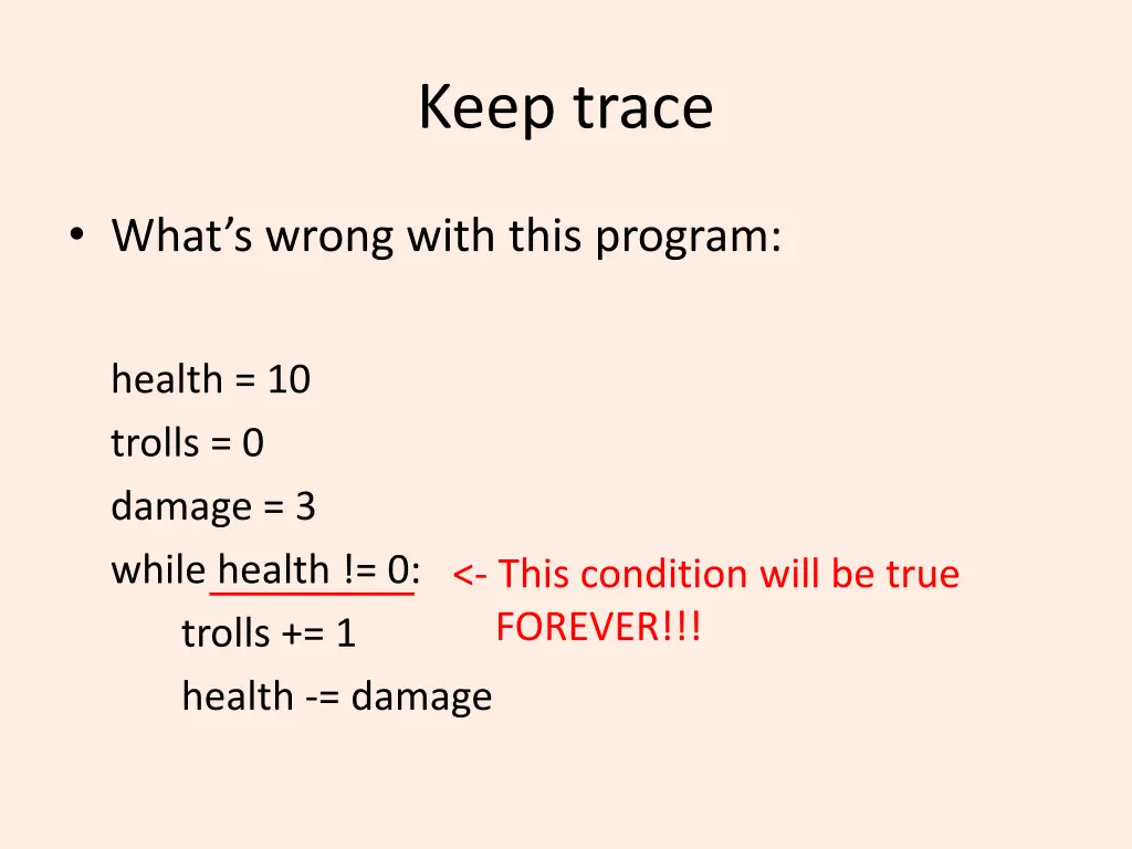 keep trace 2