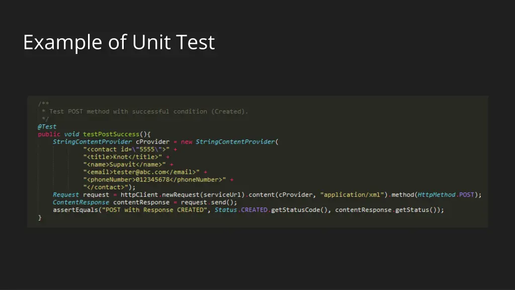 example of unit test