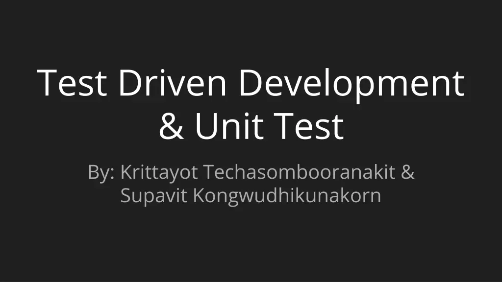 test driven development unit test by krittayot