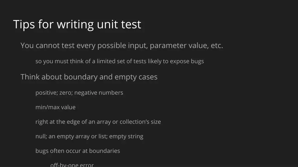 tips for writing unit test