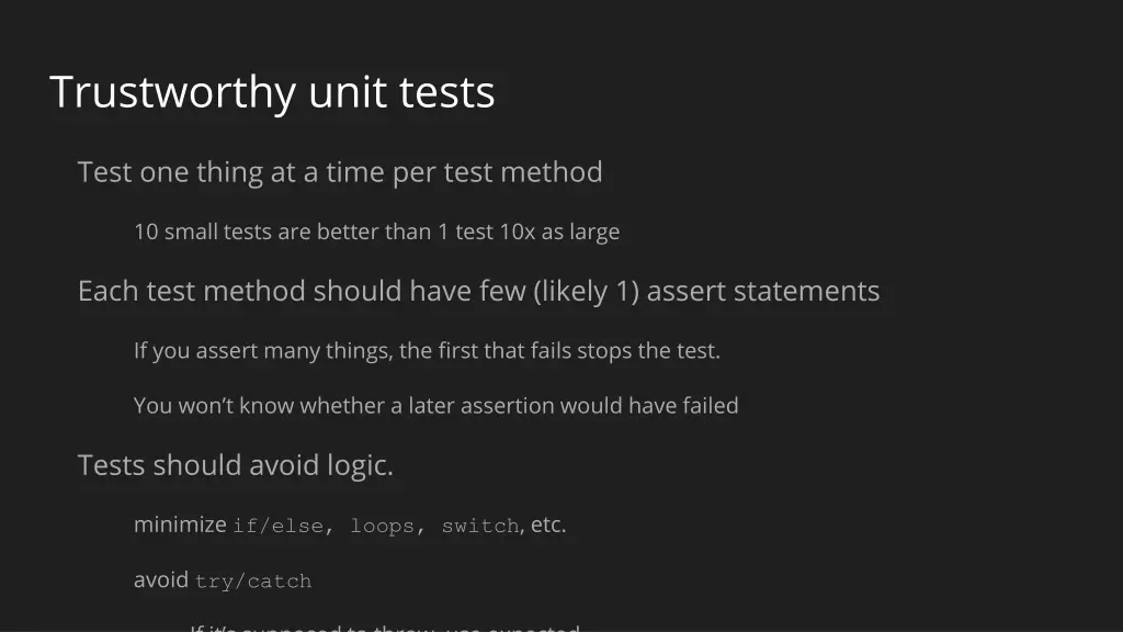 trustworthy unit tests