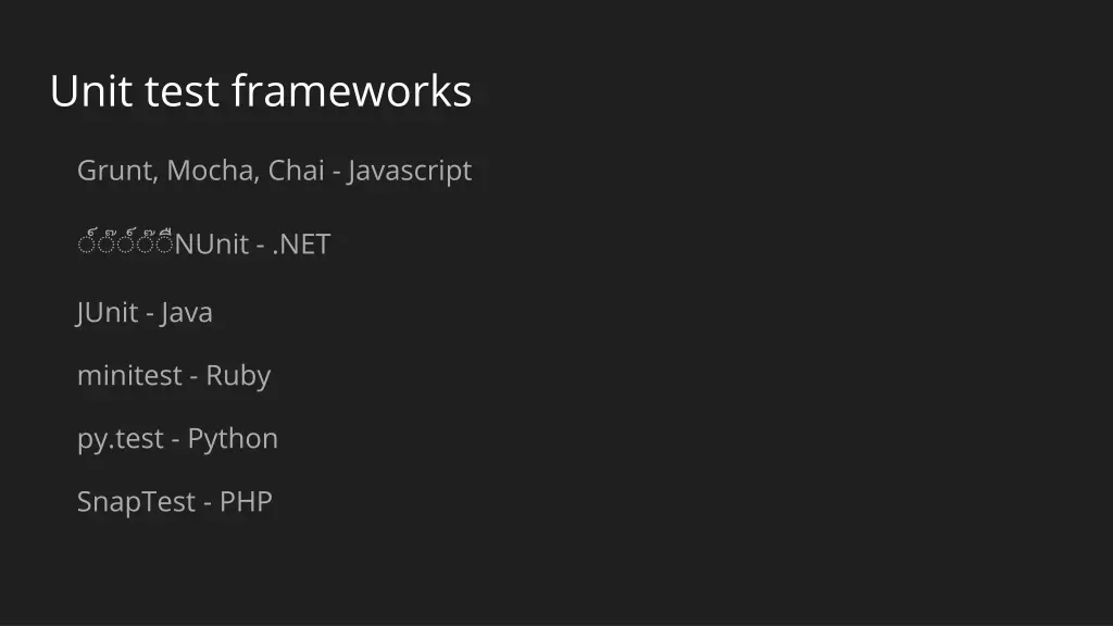 unit test frameworks