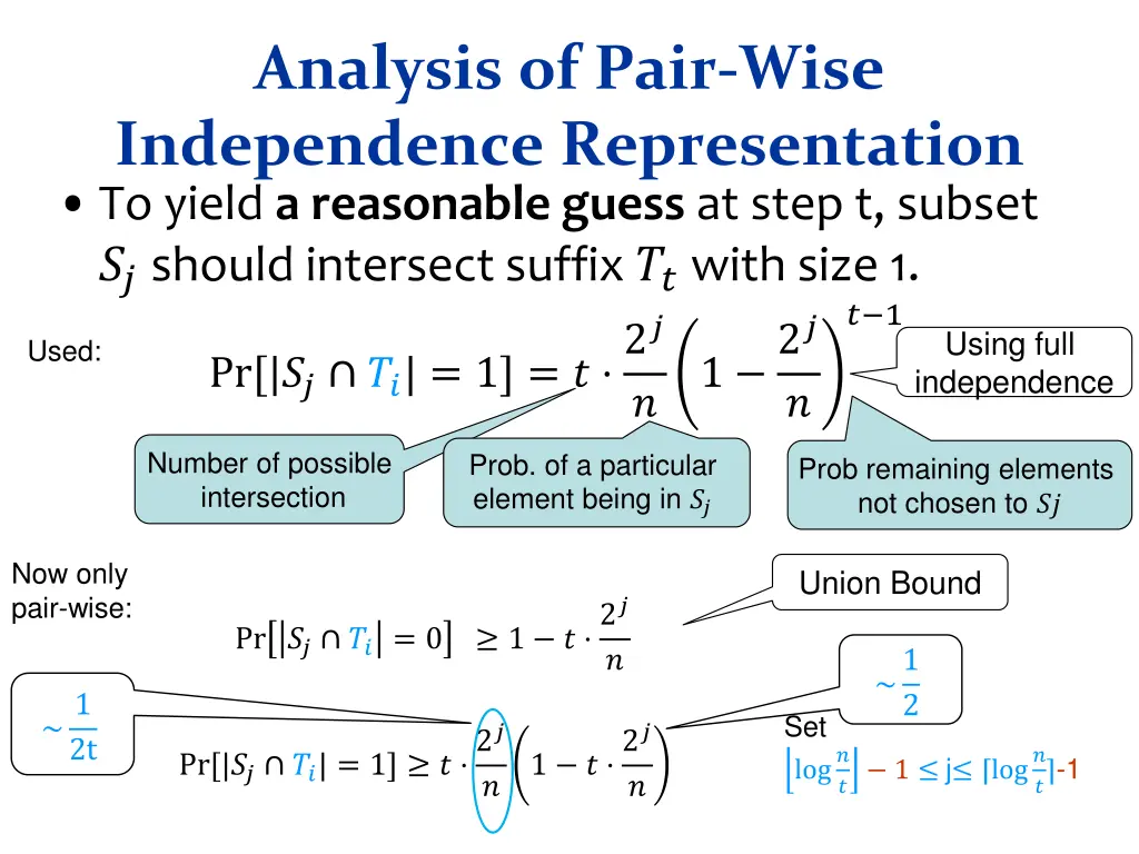 analysis of pair wise independence representation