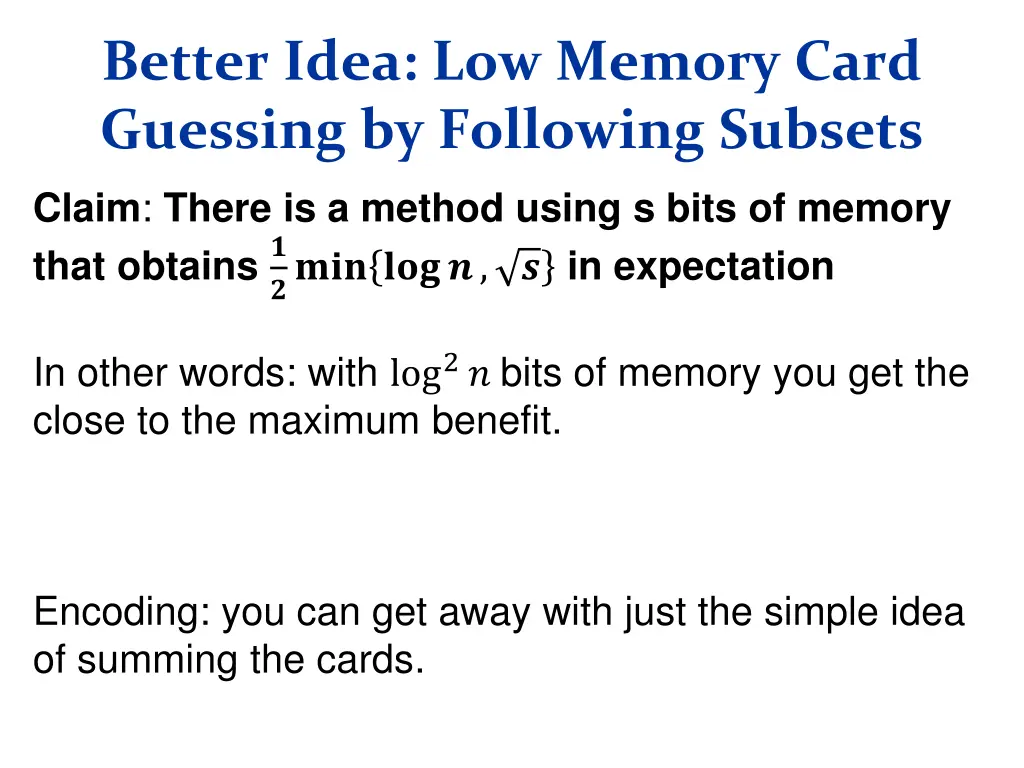 better idea low memory card guessing by following